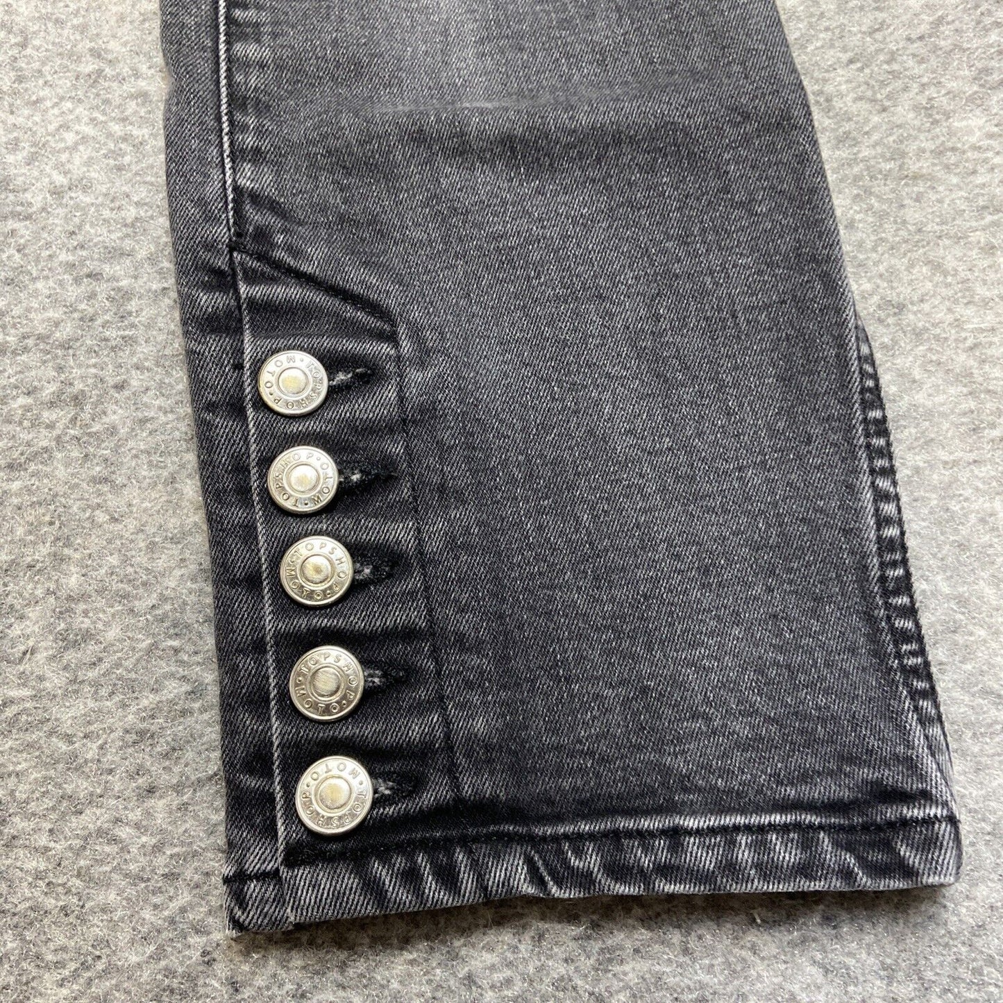 Topshop Moto Cropped Button Fly Jeans Women's Size 26x30 Dark Gray Denim