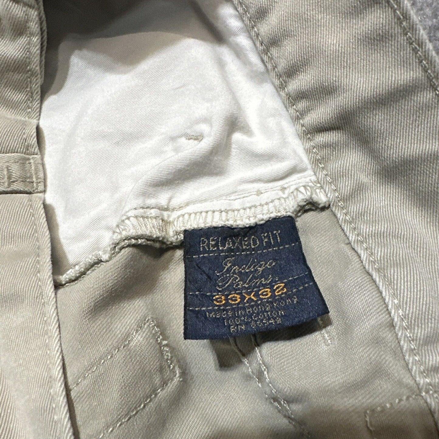 Indigo Palms Relaxed Fit Men's Straight Jeans Size 33x32 Beige Light Wash Denim