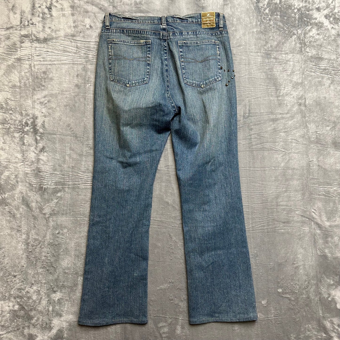 Vintage Z Cavaricci Flared Studded Jeans Women's Size 14 Blue Denim