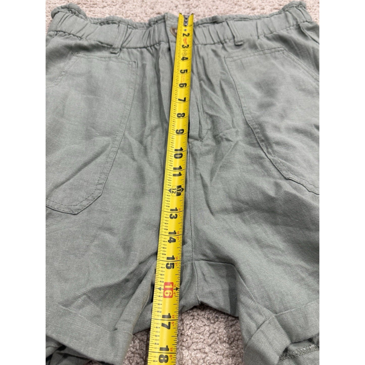 Risen Los Angeles Linen Blend Women's High Rise Black XL Shorts Olive Green