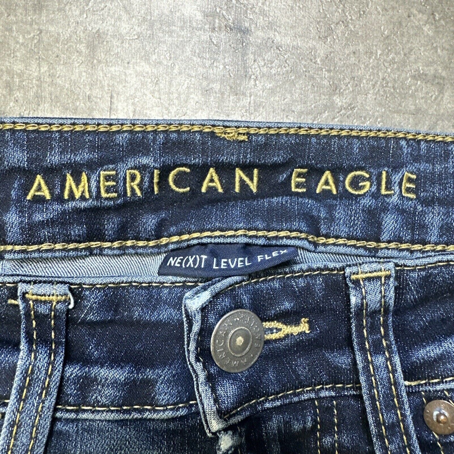 American Eagle Mens Next Level Stretch Slim Jeans Size 28x32 Dark Blue Denim