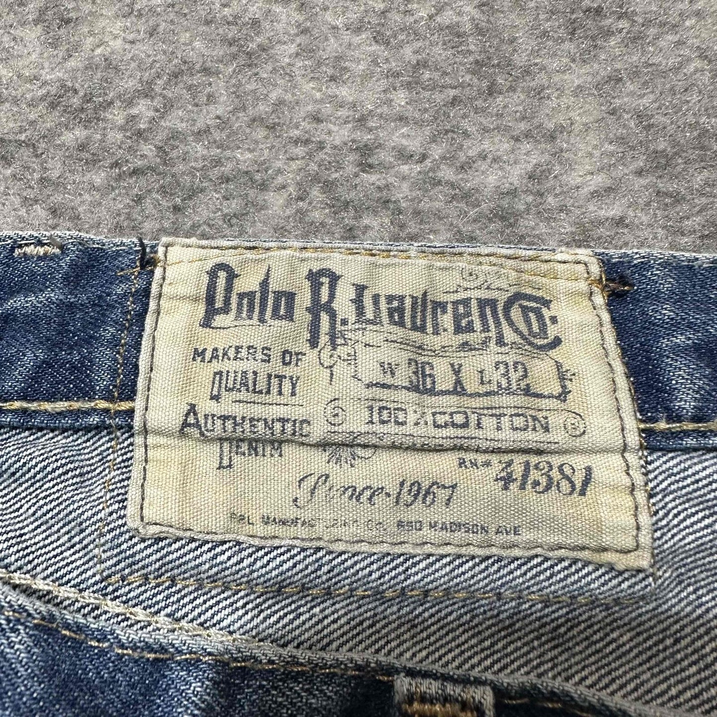 Polo Ralph Lauren Men's Distressed Straight Jeans Size 36x32 Blue Light Wash Denim