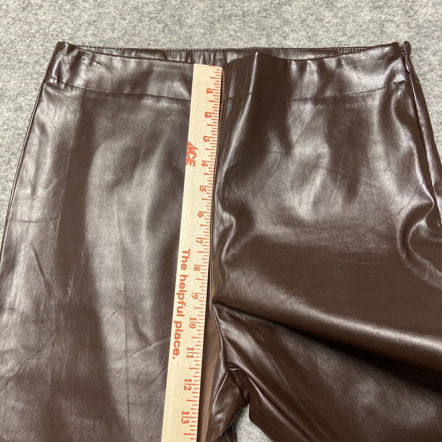 Suzanne Betro Faux Leather Leggings Women's Size M Brown Pull on Side Zip Pants