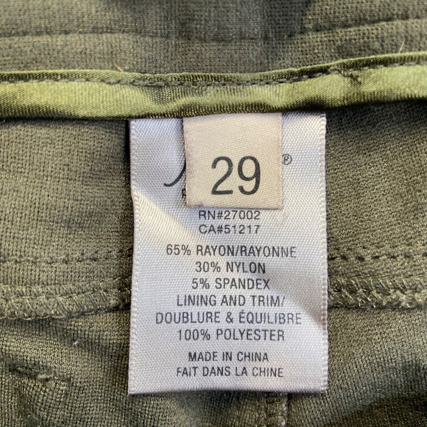 Paige Verdugo Jegging Women's Size 29 Olive Skinny Pants Rayon Blend