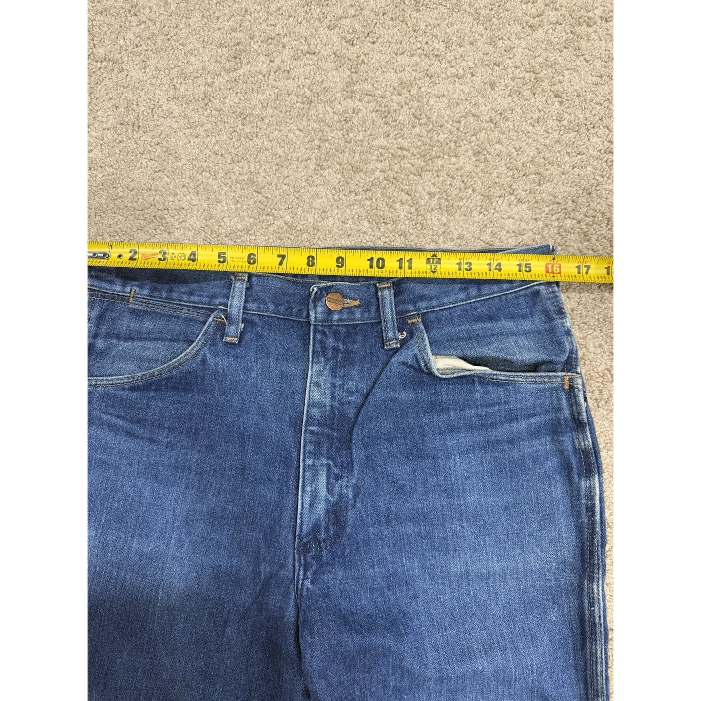 Vintage Wrangler NO FAULT Mens Blue Jeans Cowboy Cut Original Fit - 34 X 34