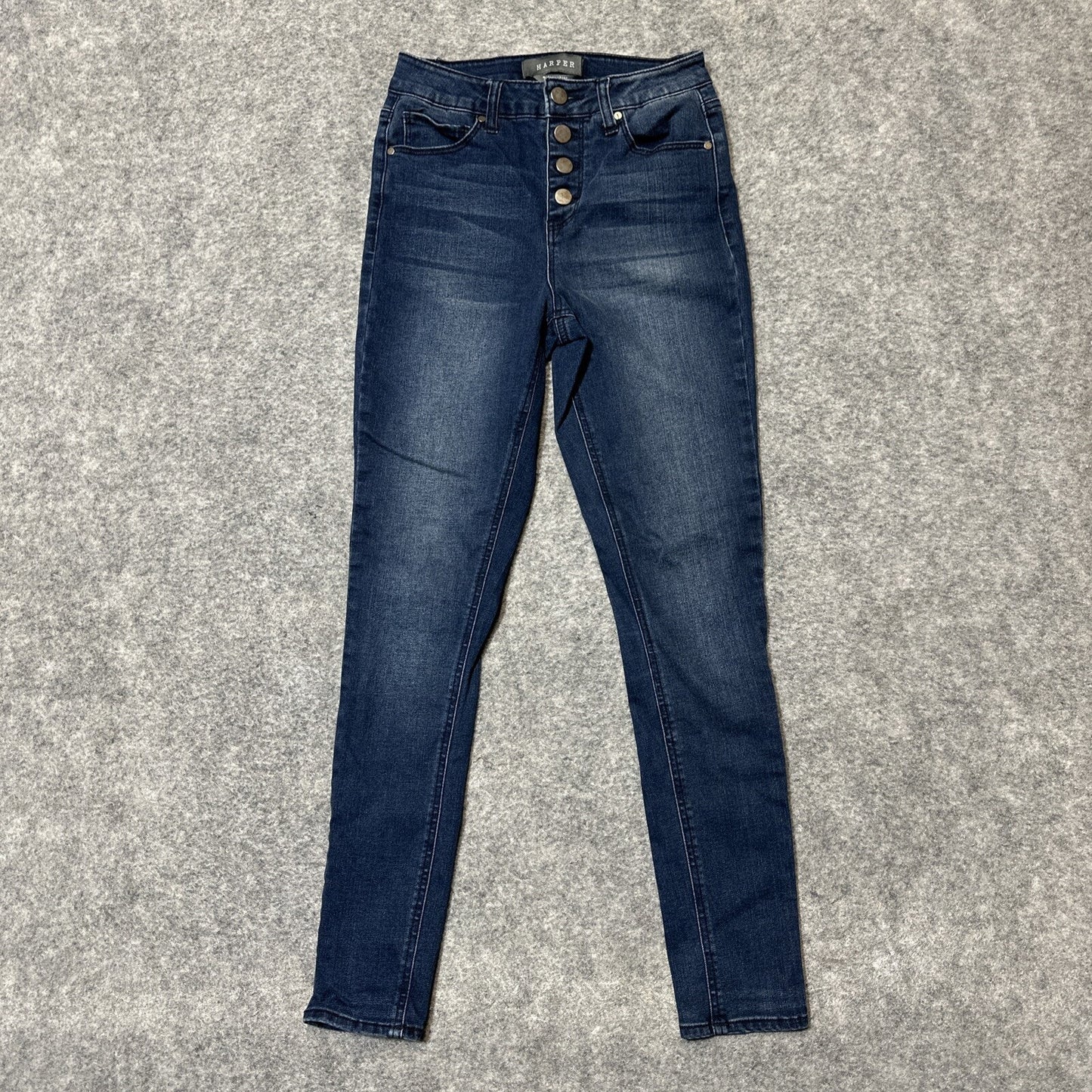 HARPER Women's Skinny Button Fly Jeans Size 25 Blue Dark Wash Denim