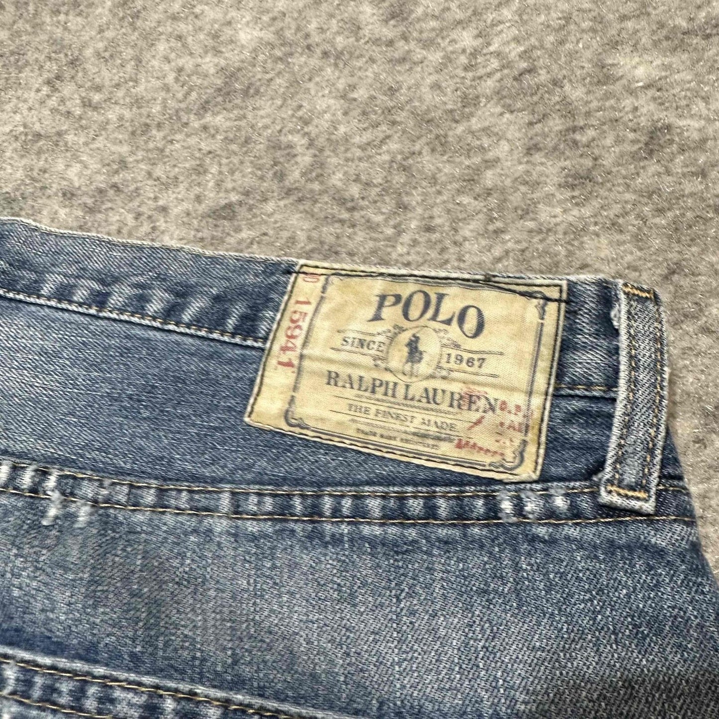 Polo Ralph Lauren Men's Distressed Straight Jeans Size 36x32 Blue Light Wash Denim