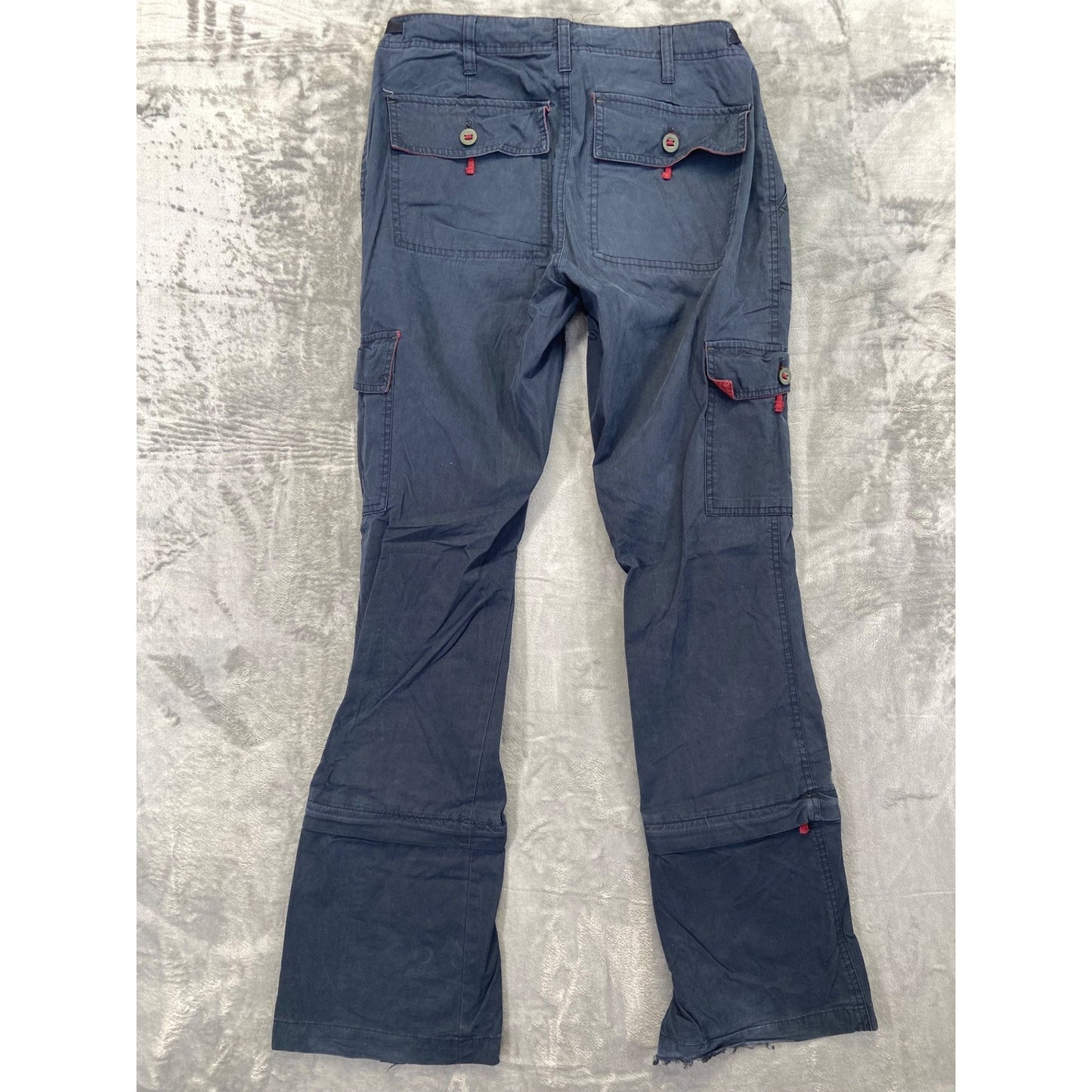 Vintage Abercrombie & Fitch Womens Baggy Flared Cargo Pants Size 4 Dark Blue Red