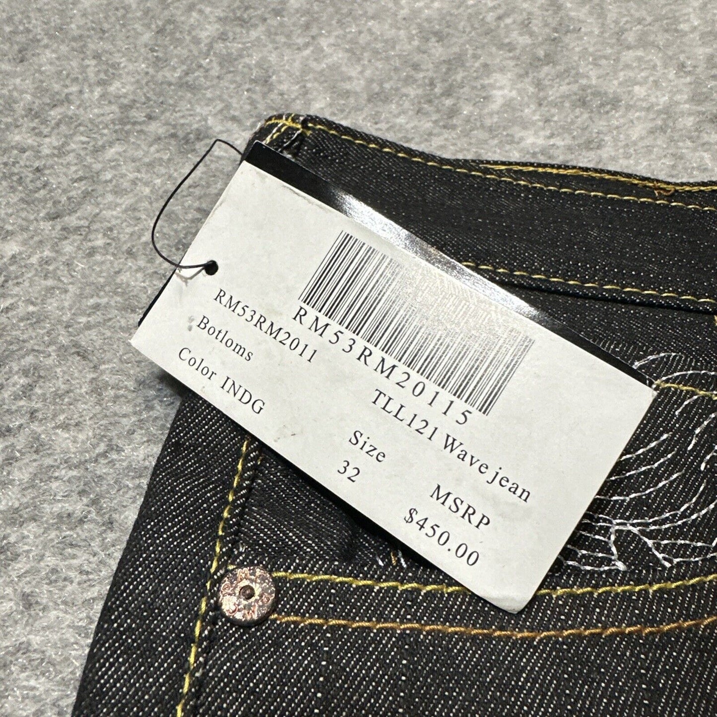 New Red Monkey Company Martin Ksohoh Baggy Wave Jeans Mens 32 Dark Blue Denim