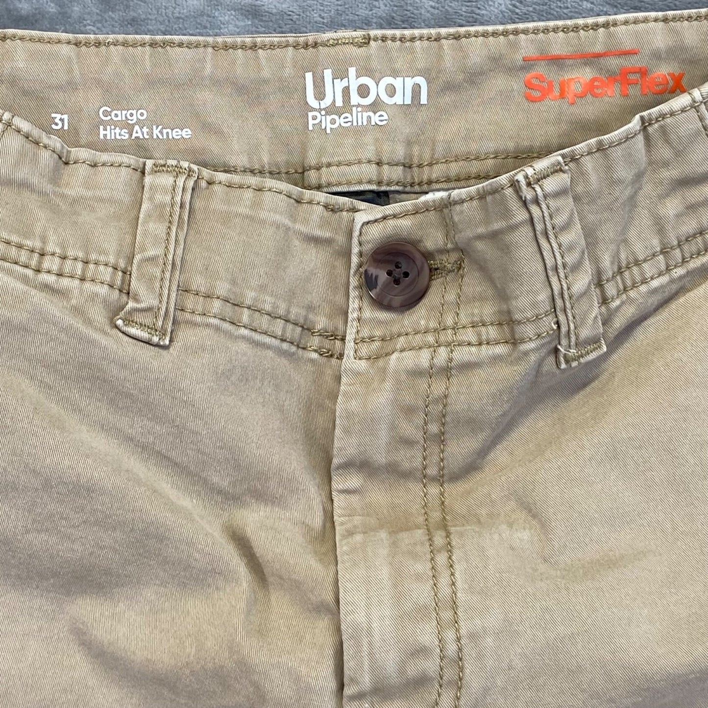 Urban Pipeline Men's Superflex Cargo Shorts Size 31 Beige Khaki