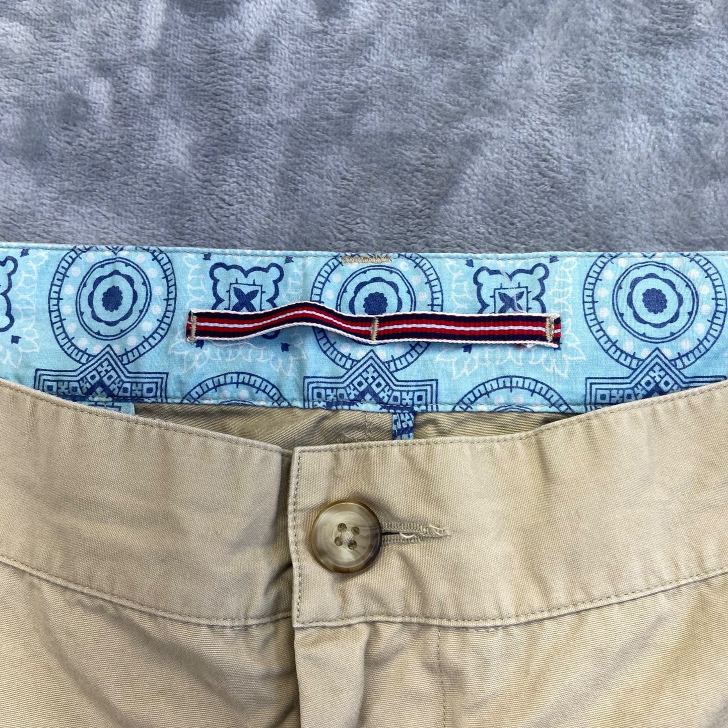 Robert Graham Men's Straight Chino Pants Size 38 Beige Side Stripe