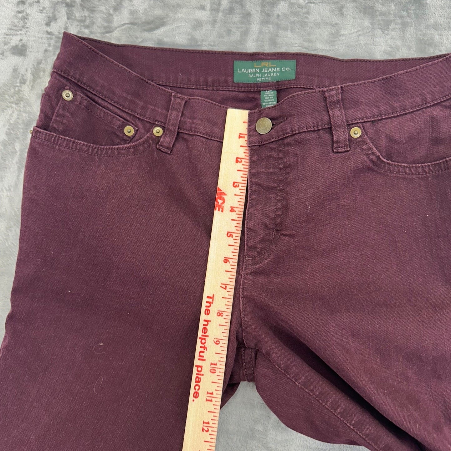 Lauren Ralph Lauren Women's Modern Straight Jeans 12P Burgundy