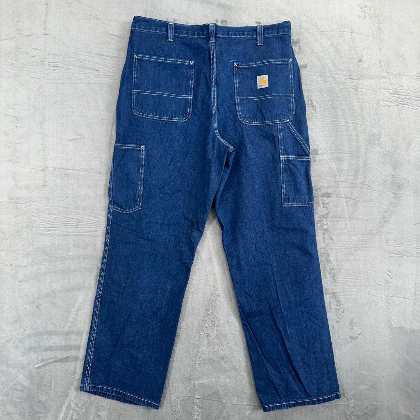 Carhartt Men's Dungaree Fit Straight Jeans 34x30 Blue Dark Wash #2028
