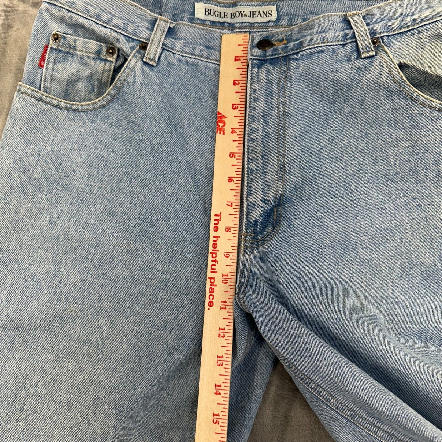 Vintage Bugle Boy Men's Relaxed Fit Straight Leg Jeans Sz 36x32 Blue Light Wash