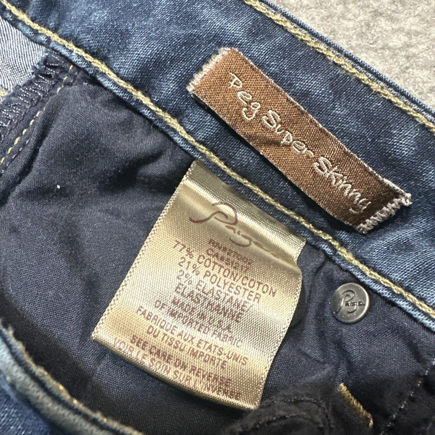 Paige Peg Super Skinny Jeans Womens Size 25 Blue Dark Wash Denim