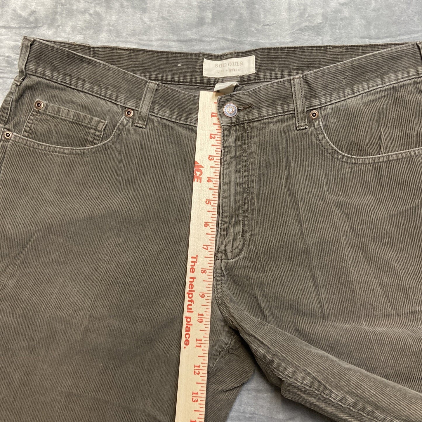Sonoma Corduroy Bootcut Jeans Men's Size 38x34 Taupe Stone Gray Brown Pants