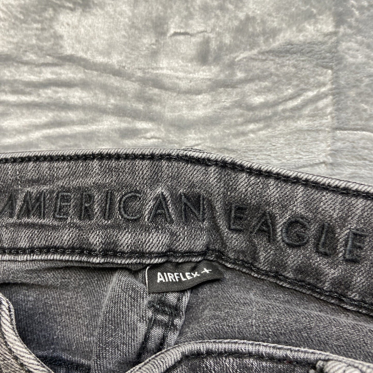 American Eagle Airflex Distressed Slim Straight Jeans Mens 30x34 Gray Denim