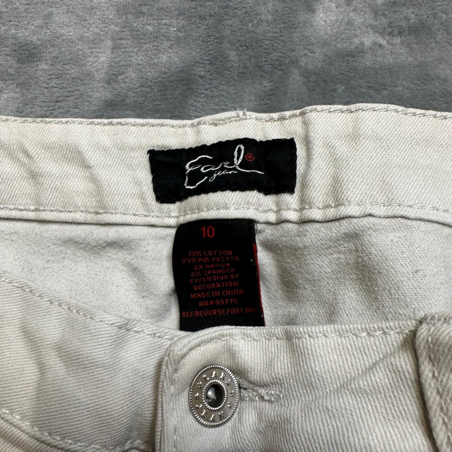 Earl Jean Capri Pants Women's Sz 10 White Embroidered
