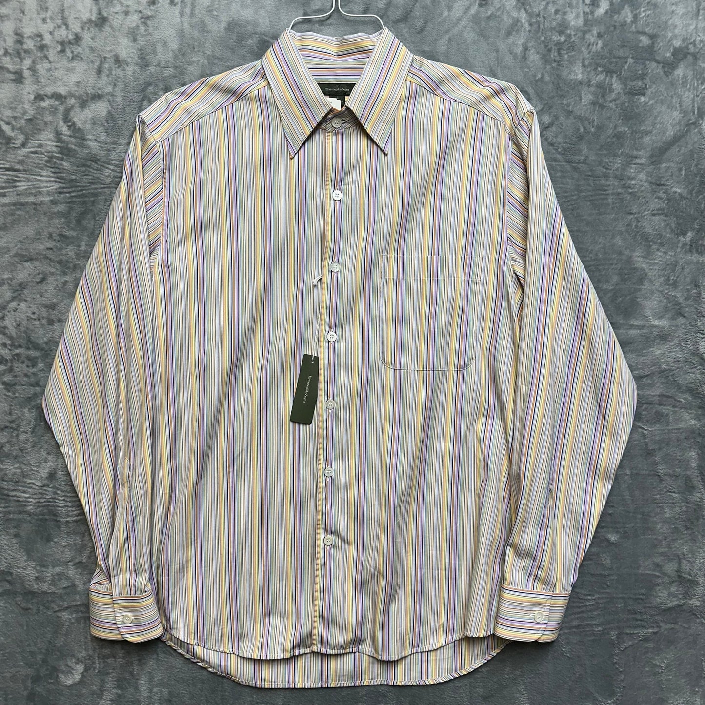 New Ermenegildo Zegna Striped Dress Shirt Men's Size L Multicolor