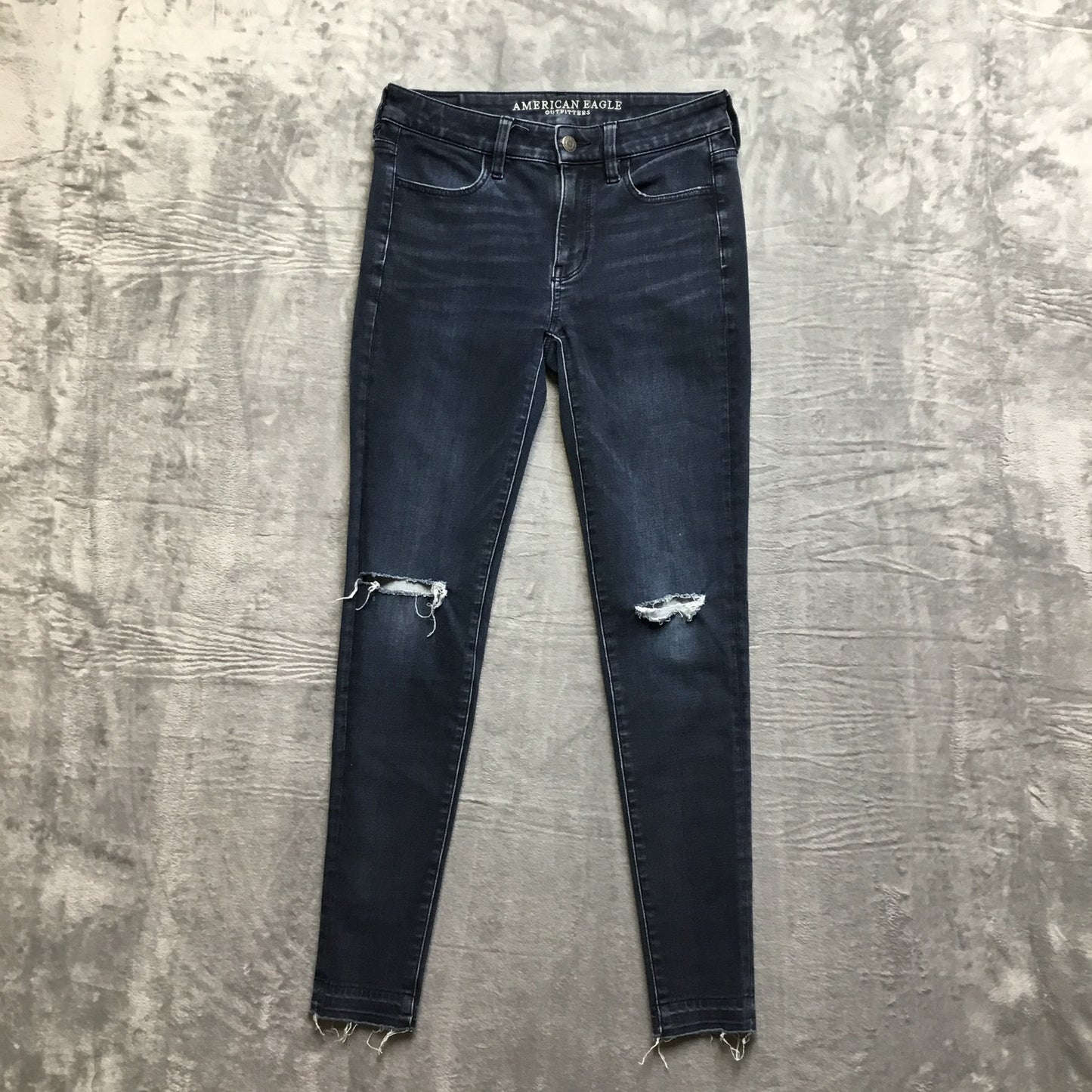 American Eagle Distressed Super Stretch x4 Hi-Rise Jegging Women's Size 2 Black
