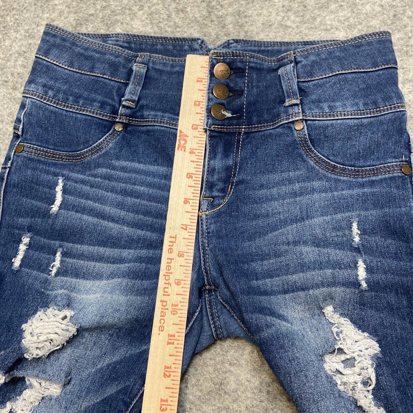 Astor Denim Distressed Skinny Jeans Women's Size 7 Dark Blue Faded Denim