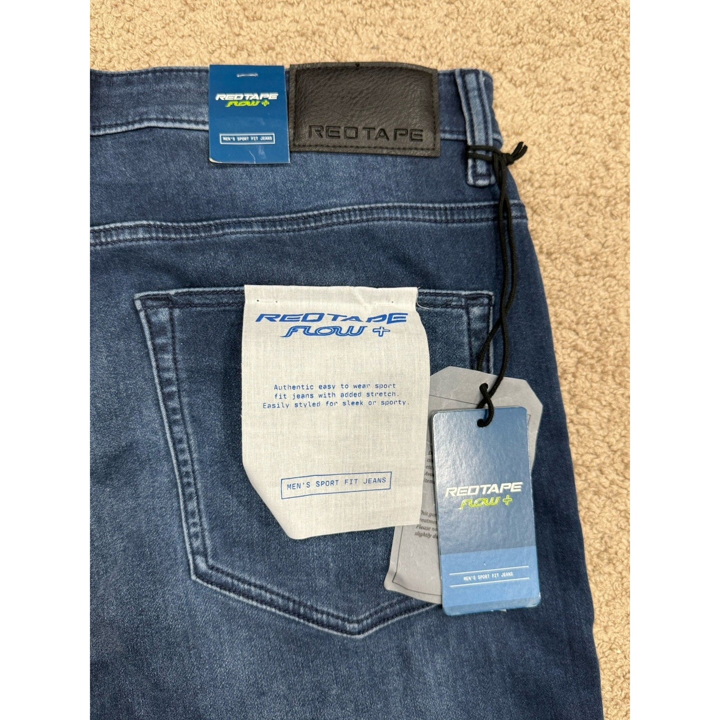 Redtape Men's Blue Denim Jeans Skinny Flow+ Sport Fit Size 32x31