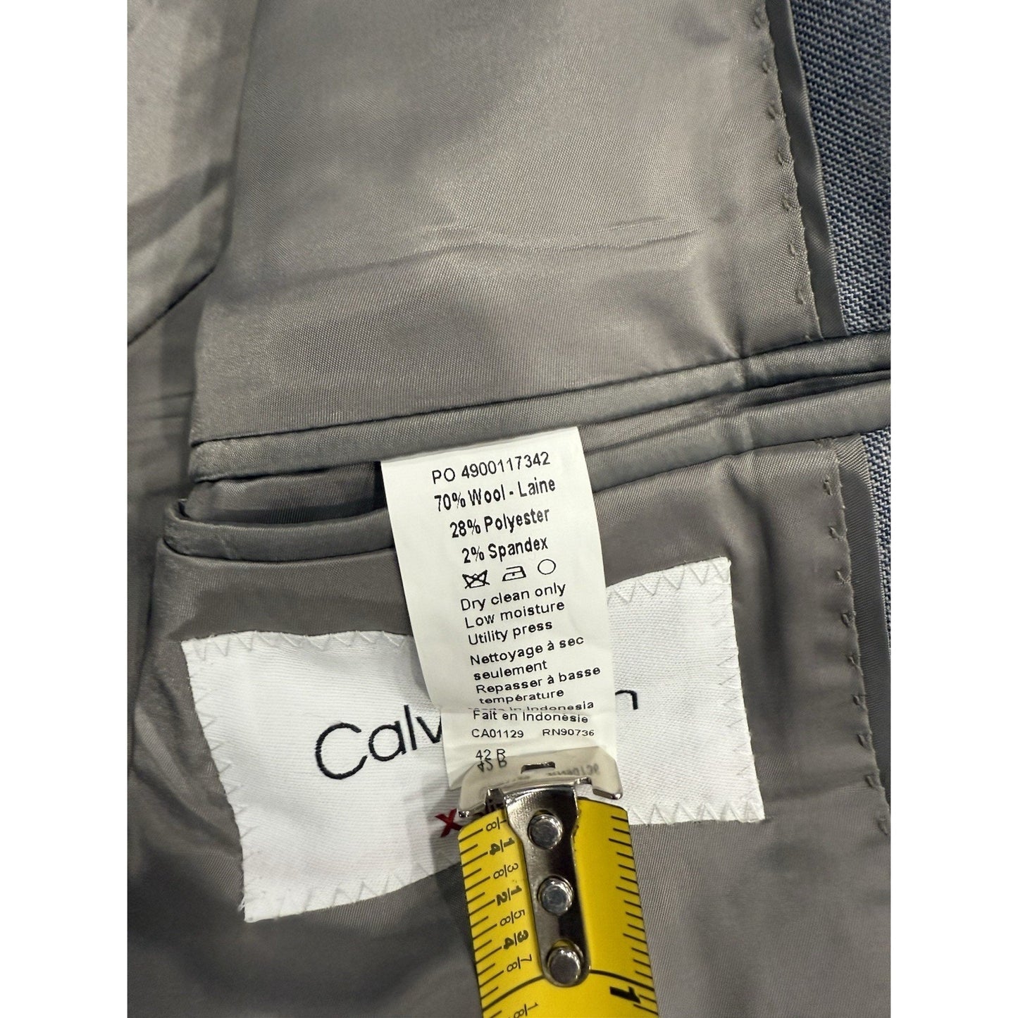 Calvin Klein Blazer Sport Coat Suit Jacket Men's Size 36 Large Gray Two Button