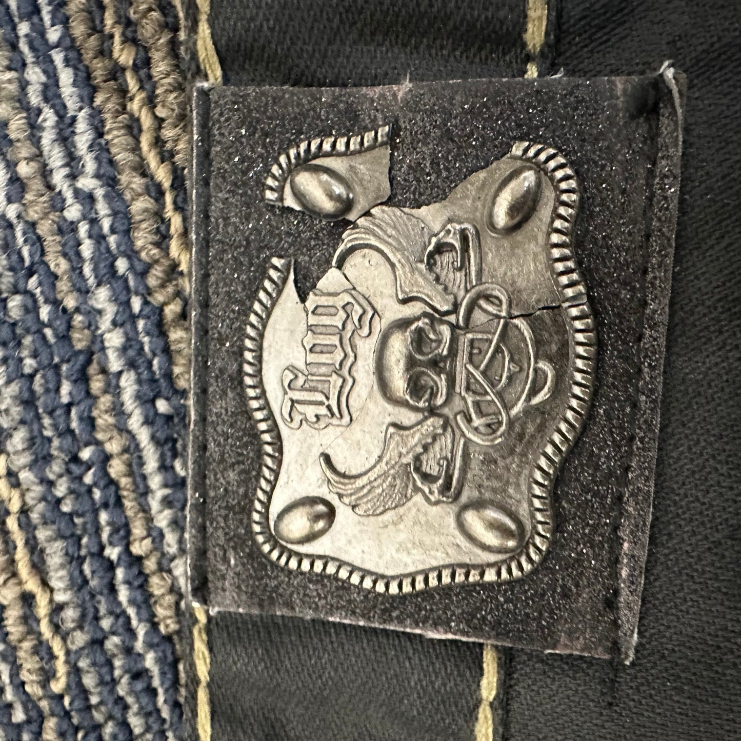 LOG Leather Relaxed Jeans Men's Size 36 Black Denim
