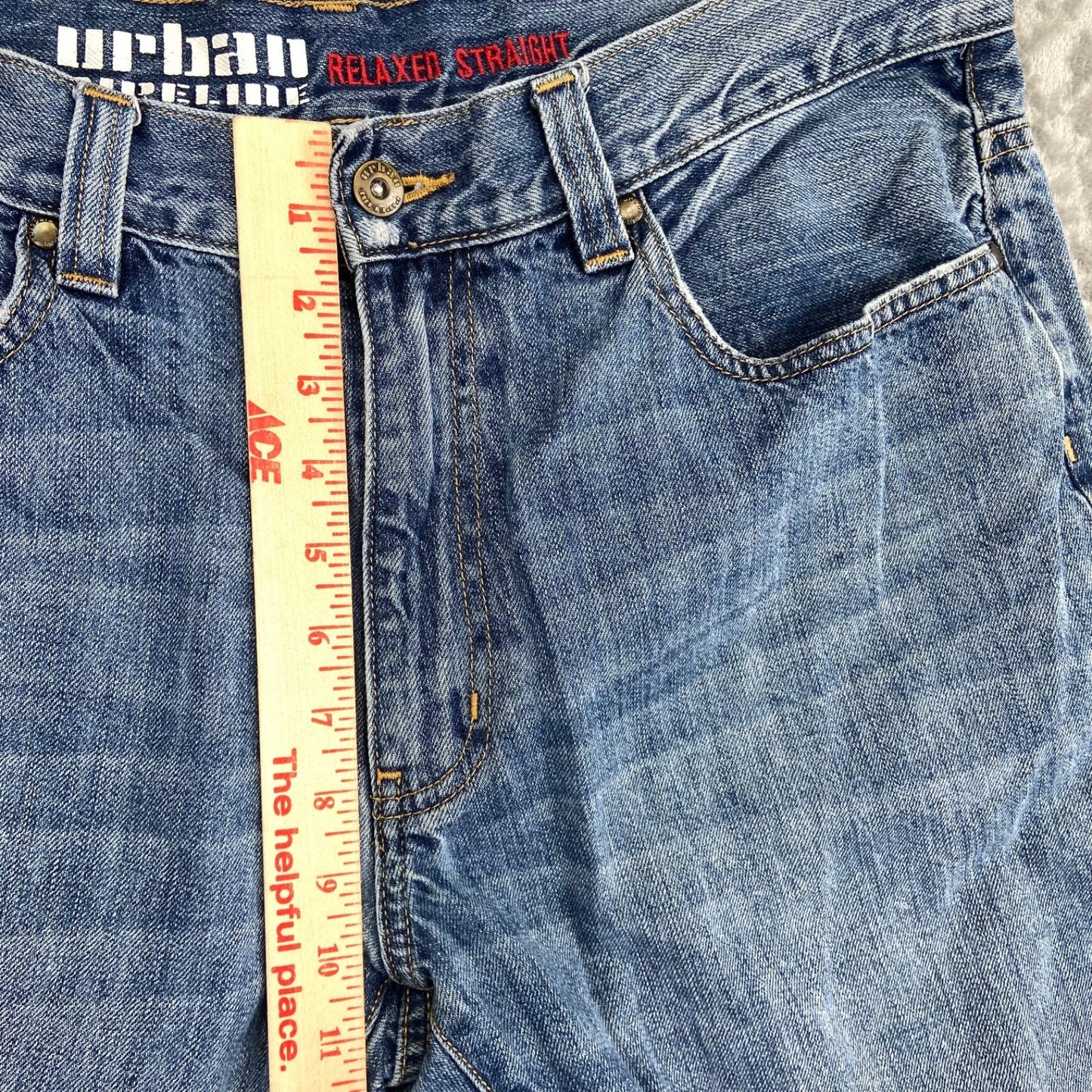 Urban Pipeline Relaxed Straight Jeans Men's 36x32 Medium Blue Denim
