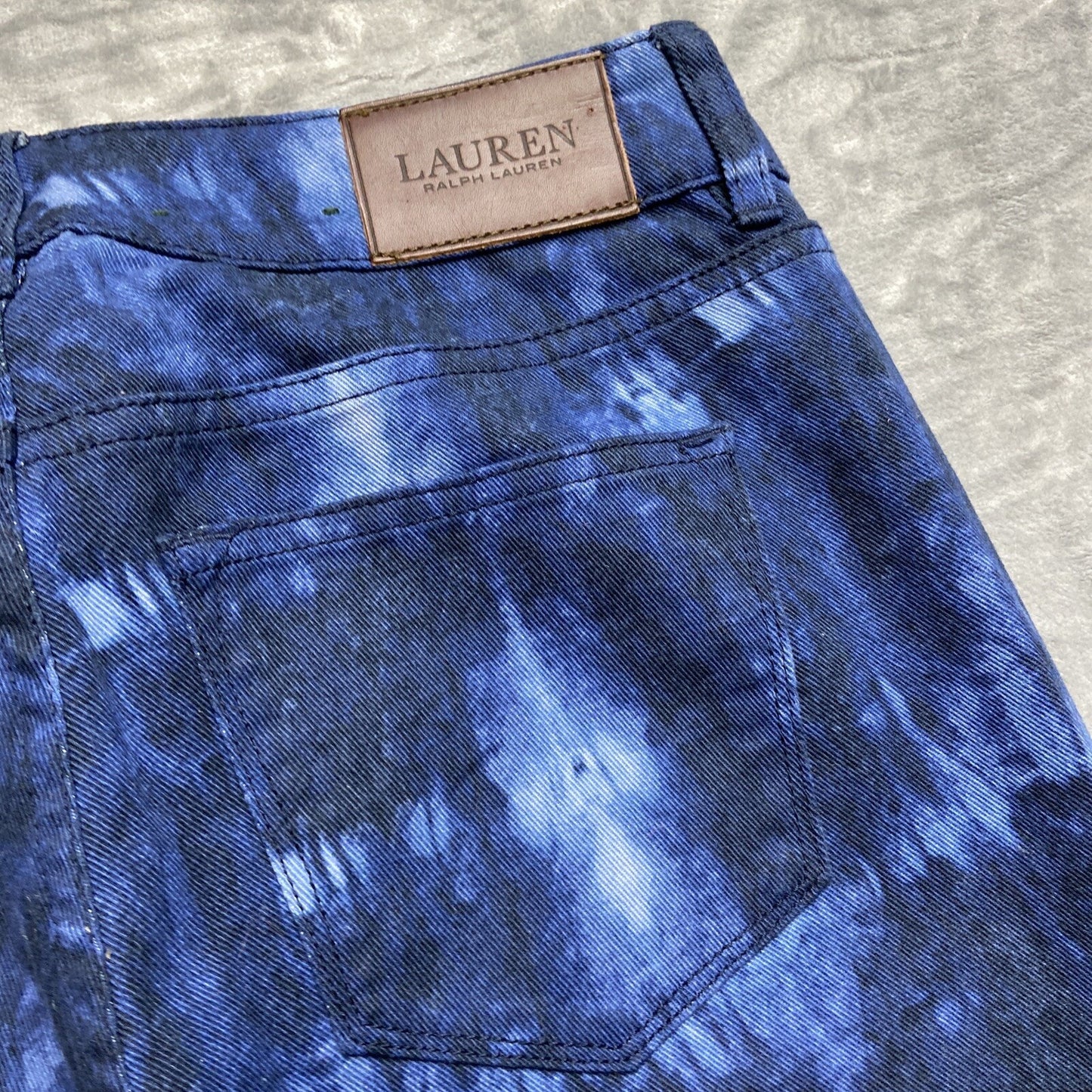 Ralph Lauren Premier Skinny Chopped Jeans Women’s Size 4P Blue Tie Dye