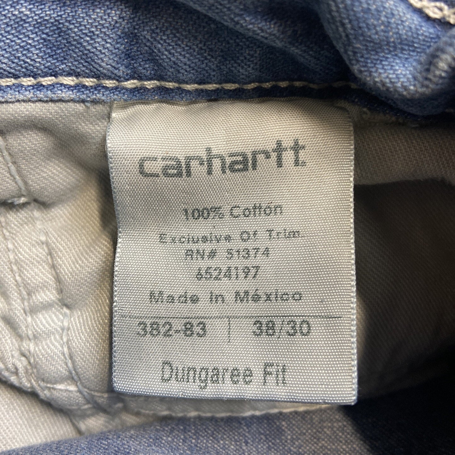 Carhartt Dungaree Fit Jeans Men’s Size 38x30 Blue Denim