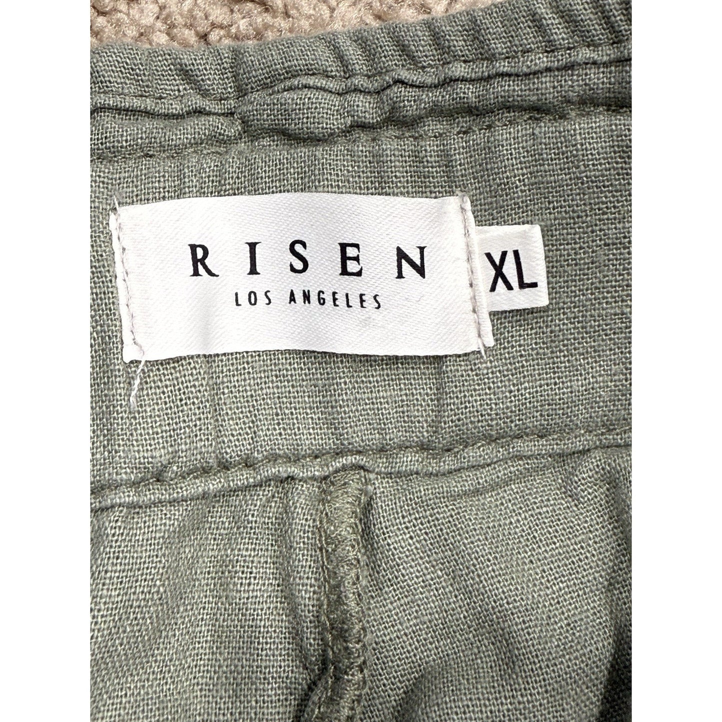 Risen Los Angeles Linen Blend Women's High Rise Black XL Shorts Olive Green