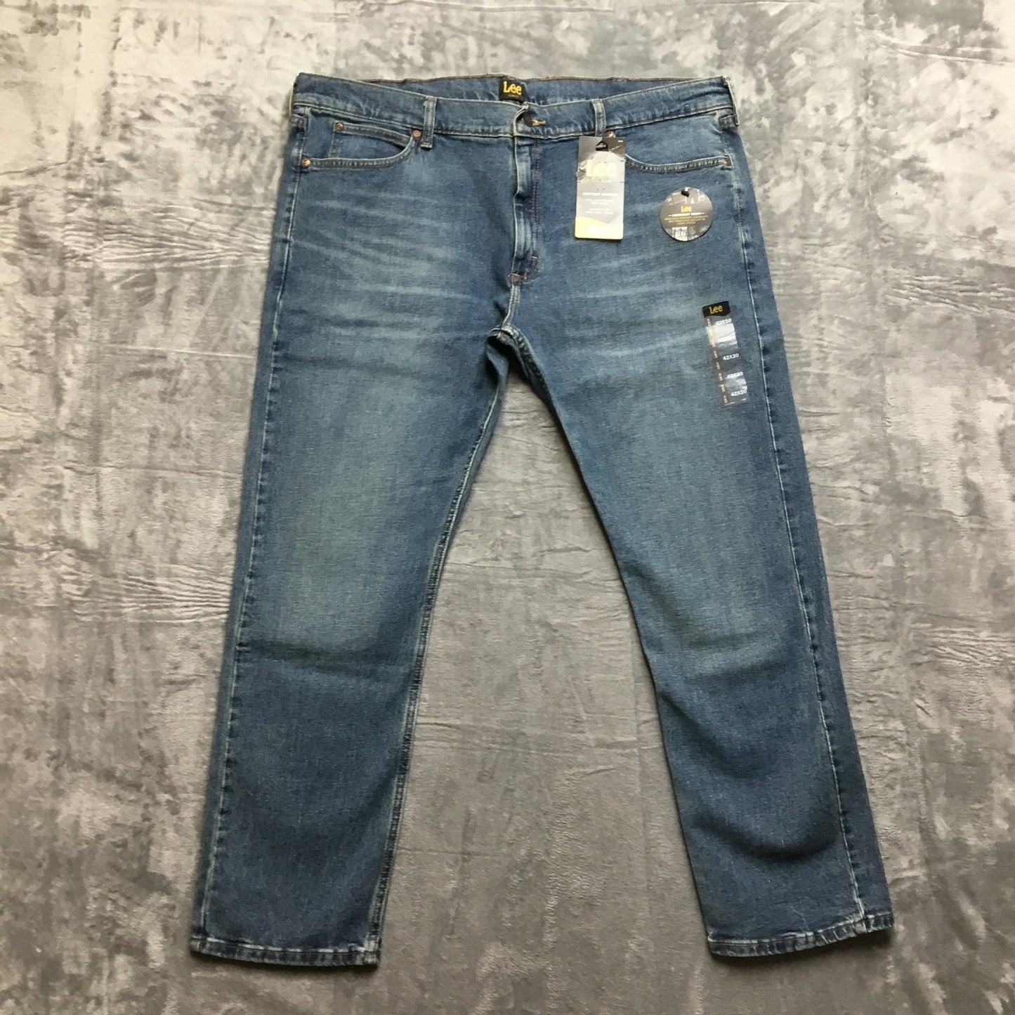 New Lee Slim Fit Straight Jeans Men's Size 42x30 Dark Blue Comfort Stretch