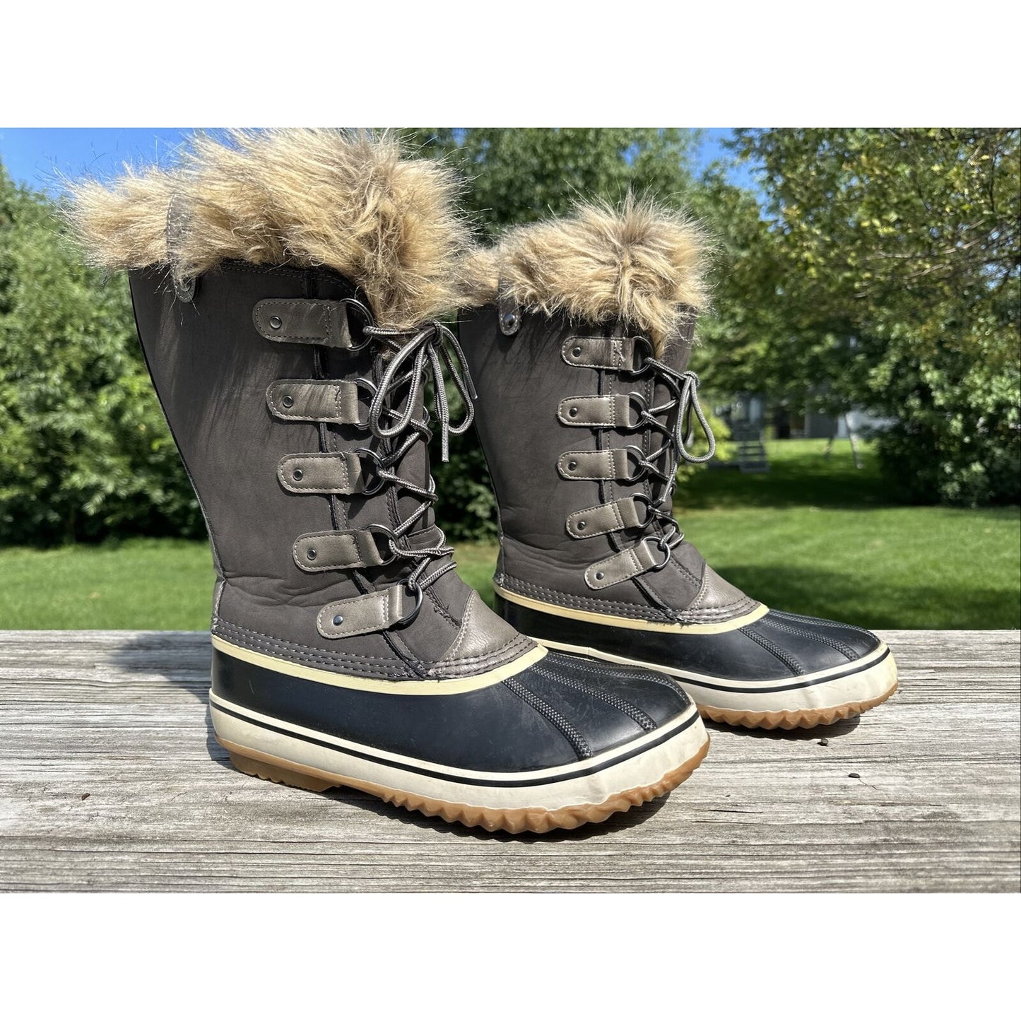 JBU Edith Encore Winter Snow Faux Fur Dark Brown Lace Up Boots Women’s Size 11