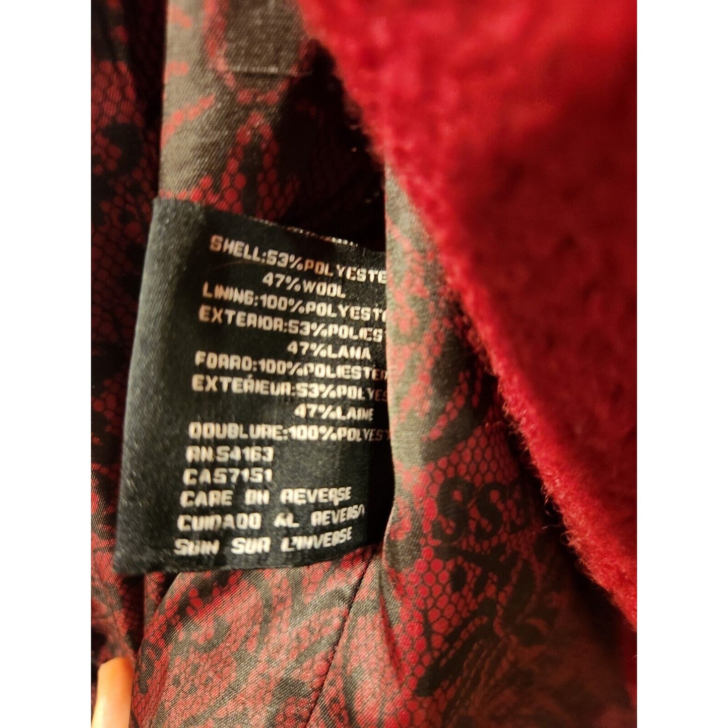 Super Cute, Guess Wool Blend Coat, Burgundy Women's size S