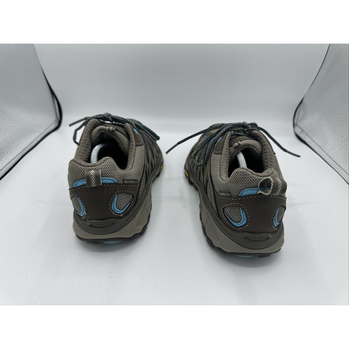 EDDIE BAUER WOMEN'S SIZE 7 VIBRAM HIKING TRAIL GRAY AND BLUE SHOES