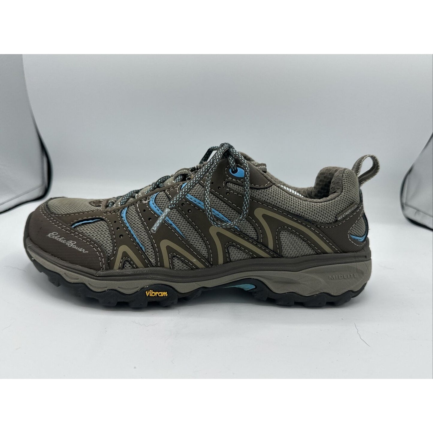 EDDIE BAUER WOMEN'S SIZE 7 VIBRAM HIKING TRAIL GRAY AND BLUE SHOES