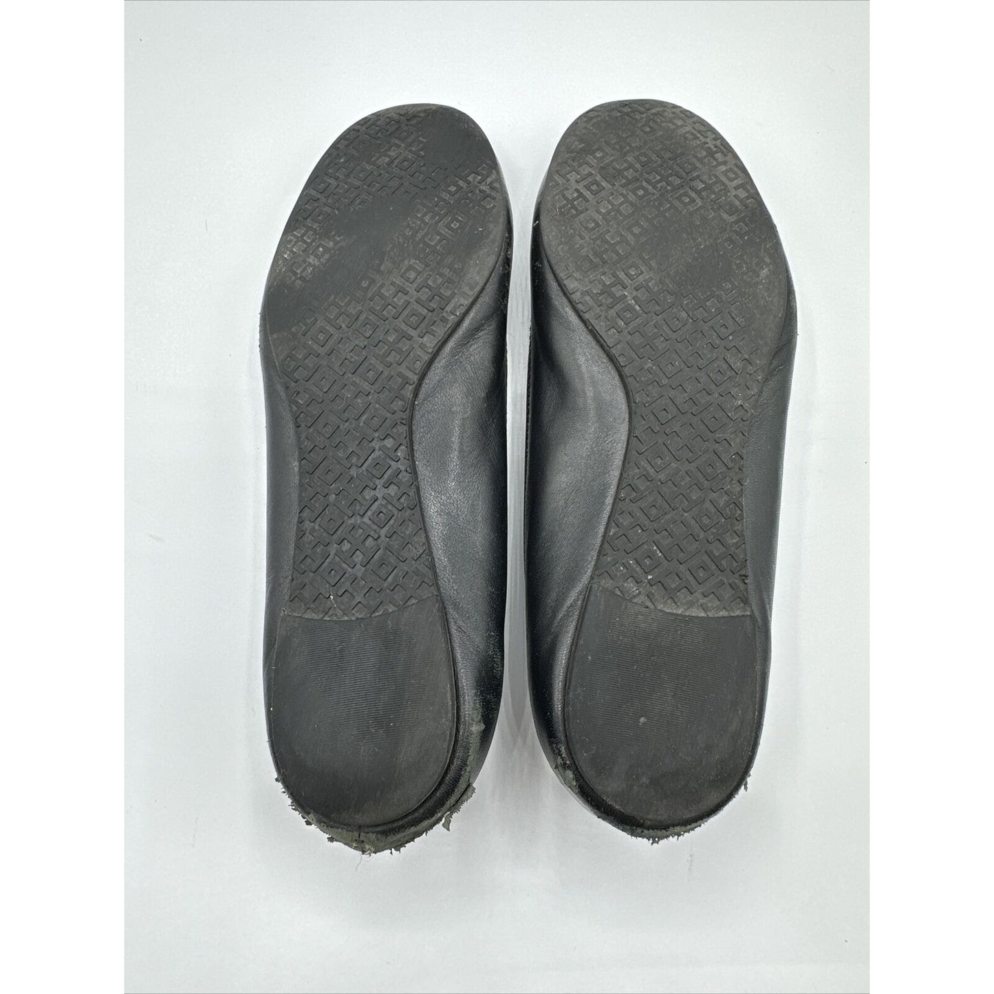 Women's Tory Burch Reva Mestico Ballet Flats Shoes Black Leather Size 9.5