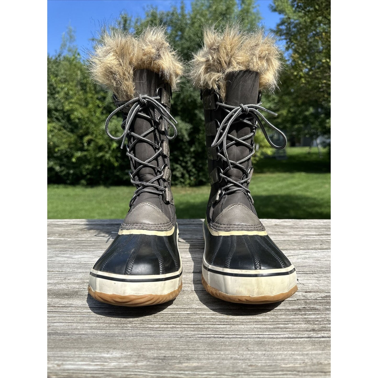 JBU Edith Encore Winter Snow Faux Fur Dark Brown Lace Up Boots Women’s Size 11