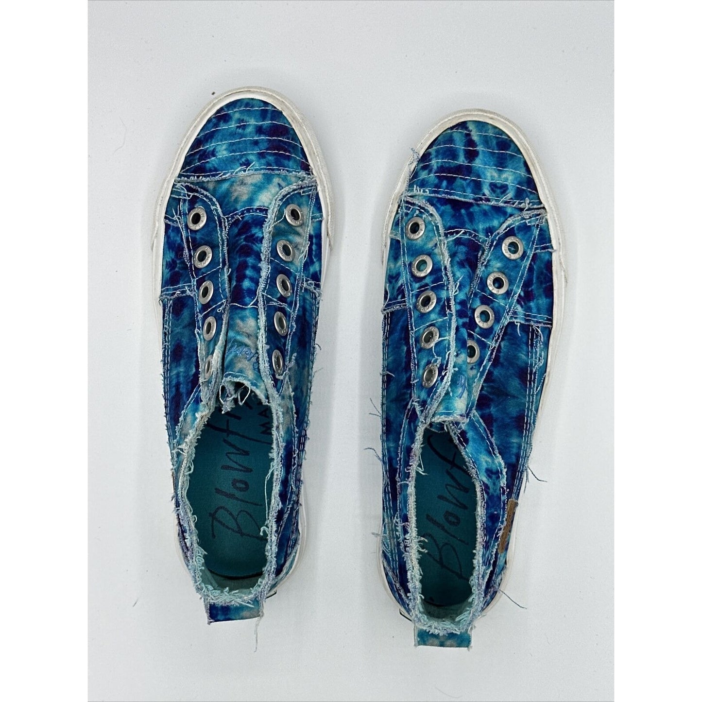 Women's Blowfish Malibu Play Turquoise Tie Dye Denim Shoes Size 7.5