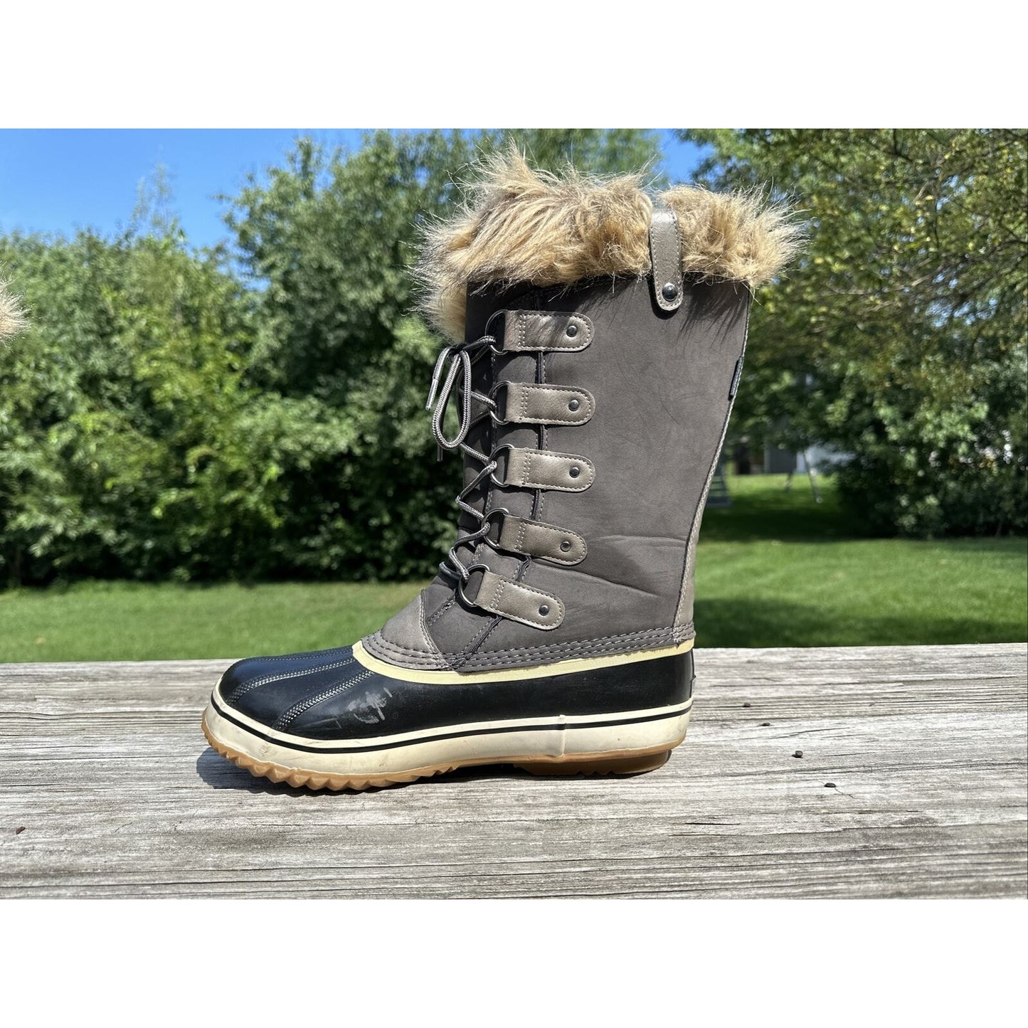 JBU Edith Encore Winter Snow Faux Fur Dark Brown Lace Up Boots Women’s Size 11