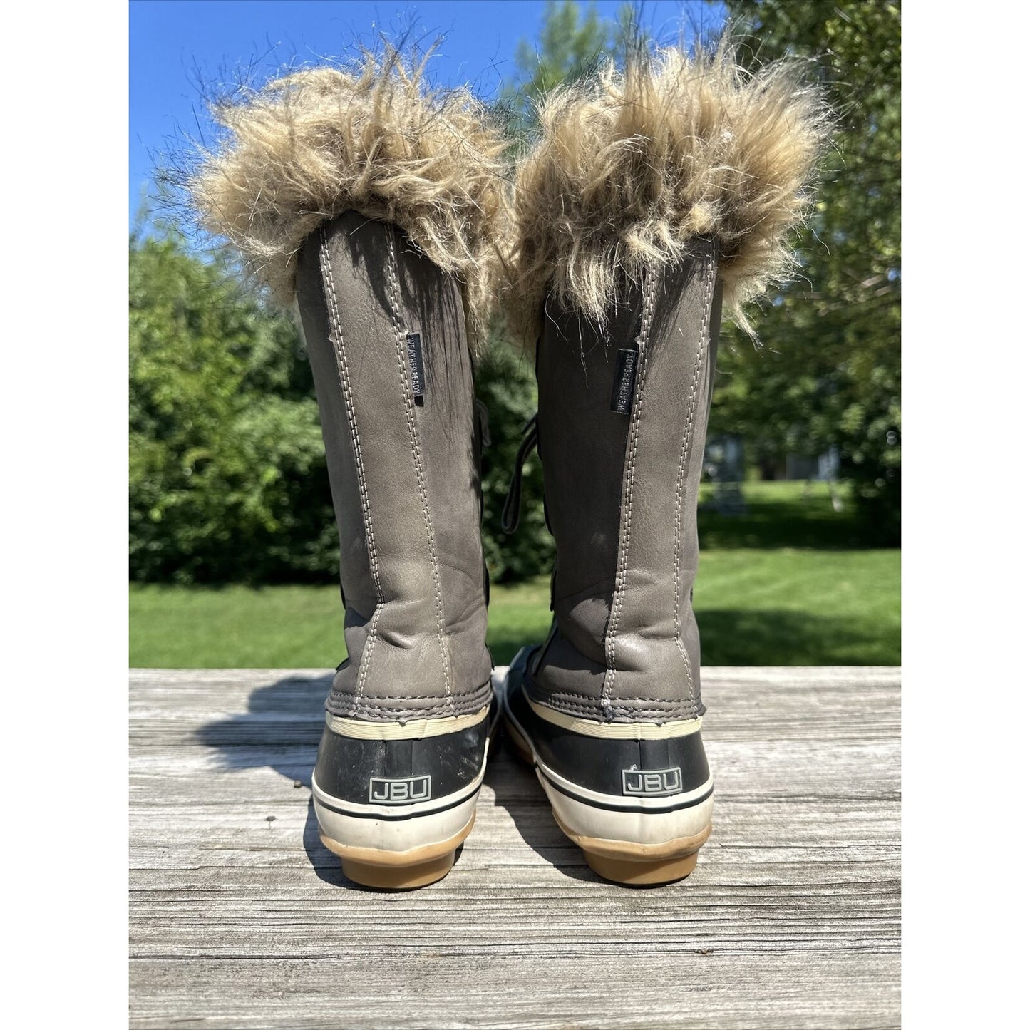 JBU Edith Encore Winter Snow Faux Fur Dark Brown Lace Up Boots Women’s Size 8.5
