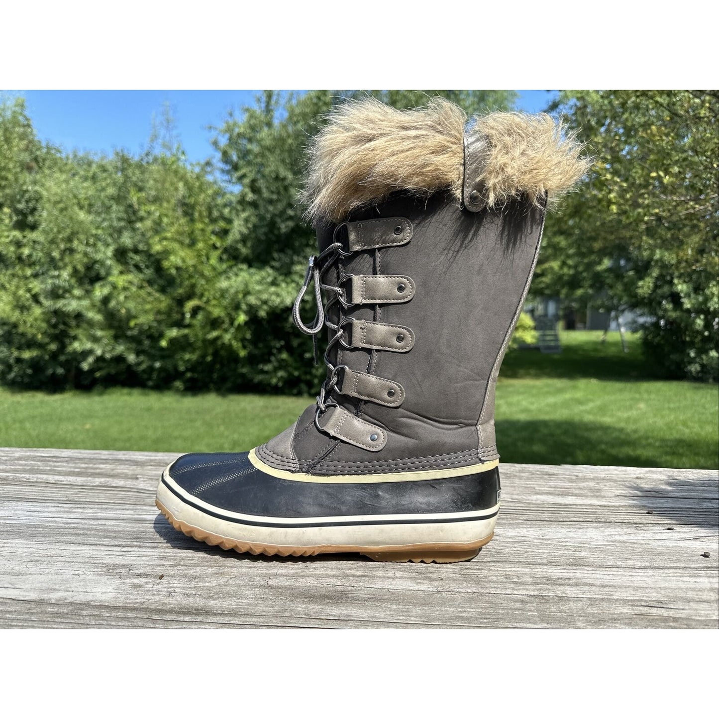 JBU Edith Encore Winter Snow Faux Fur Dark Brown Lace Up Boots Women’s Size 11