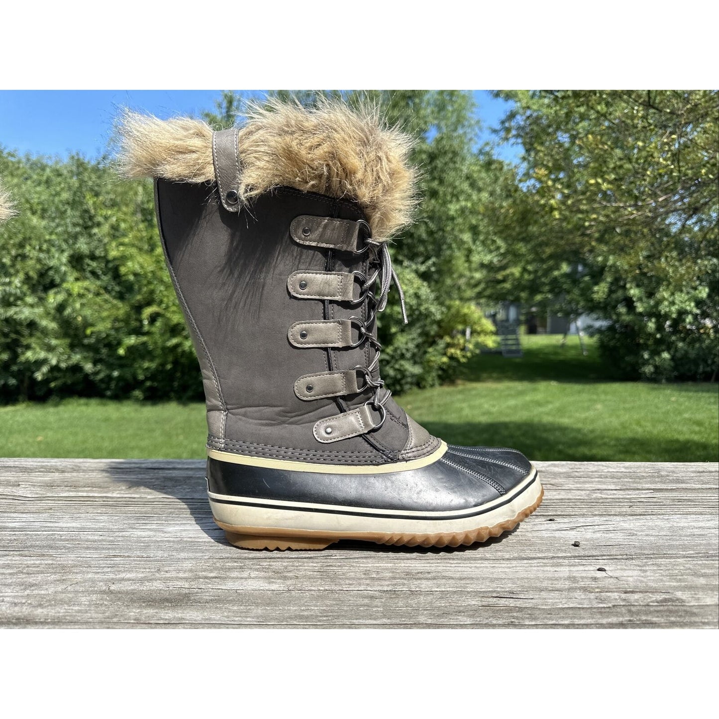 JBU Edith Encore Winter Snow Faux Fur Dark Brown Lace Up Boots Women’s Size 11