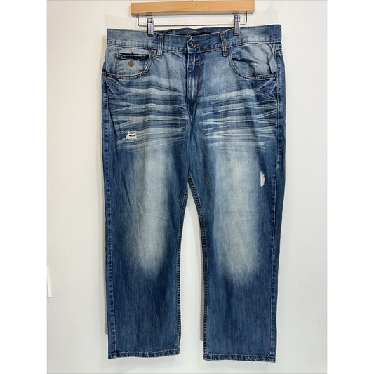 Rocawear Jeans Men's 38x30 Blue Denim Straight Leg Y2K Classic Fit Distressed