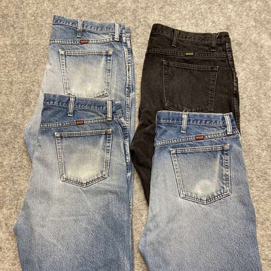 Wholesale Lot of 4 Rustler Grade A / B Work Jeans Size 40x32 Blue Black