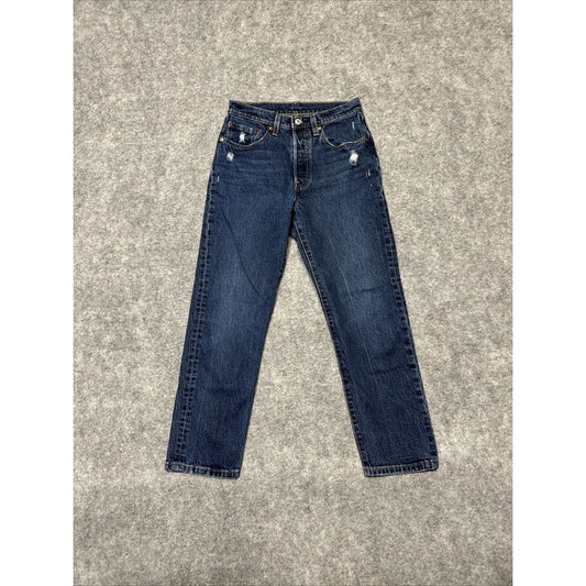 Levi's 501XX Original Fit Boys Distressed Straight Jeans Size 26x26 Blue Denim