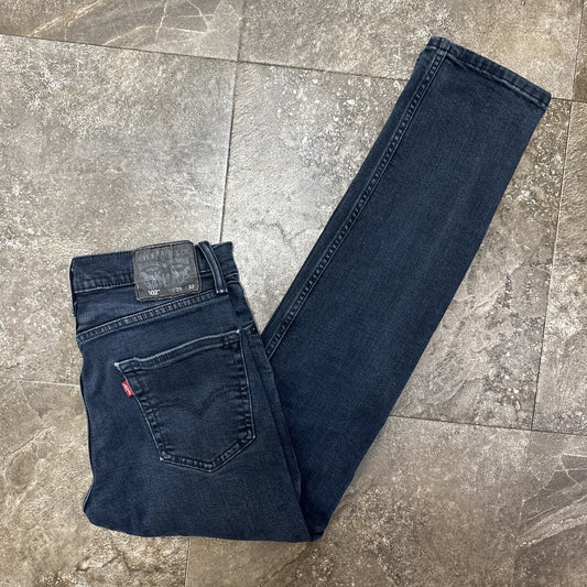 Levi's 502 Jeans Mens 29x32 Black Regular Taper Mid Rise Dark Wash Denim Zip