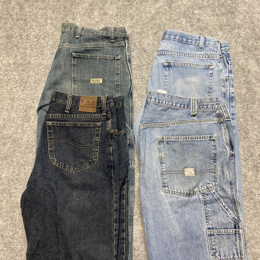 Wholesale Lot of 4 Grade A / B Work Jeans Size 38x34 Levi's LEE Wrangler Blue