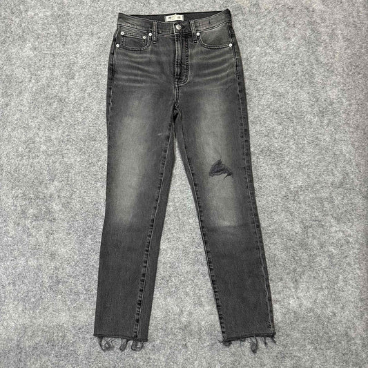 Madewell The Perfect Vintage Womens Distressed Jeans Size 24 Black Dark Denim